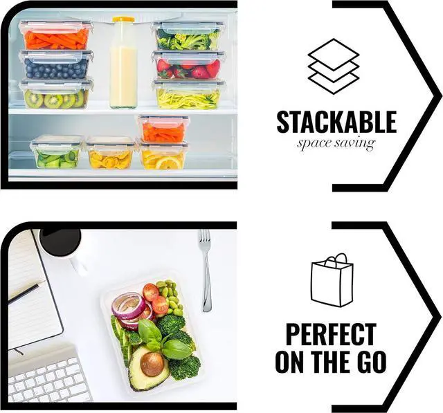 Alt view image 7 of 7 - fullstar 20-Piece Plastic Food Storage Containers with Lids (10 Containers & 10 Lids) - Leakproof, BPA-Free, Meal Prep Containers, Reusable Lunch Storage Set for Kitchen Organization (Pack of 20)
