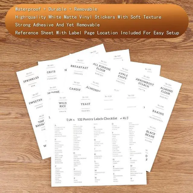 Alt view image 5 of 7 - 5 Pcs Glass Food Storage Containers With 132 Pantry Labels Preprinted - Thicken(3mm) Jars Airtight Bamboo Lid Stackable Kitchen Canisters Set For Candy, Cookie, Rice, Sugar, Flour