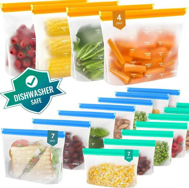 Main image of IDEATECH Freezer Bags, Food Storage Containers Dishwasher Safe, Leakproof BPA Free Food Bags Various Size,Gallon, Sandwich, Snack Bags, Reusable Bags for Meals,Lunch,Home Organization Travel(18Pack)