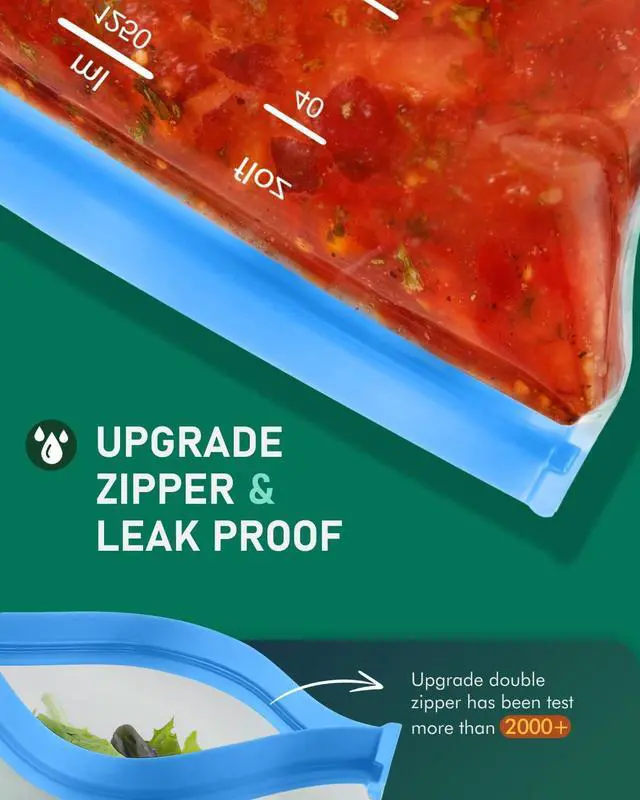Alt view image 4 of 7 - IDEATECH Freezer Bags, Food Storage Containers Dishwasher Safe, Leakproof BPA Free Food Bags Various Size,Gallon, Sandwich, Snack Bags, Reusable Bags for Meals,Lunch,Home Organization Travel(18Pack)