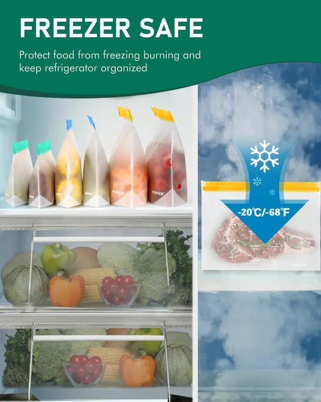 Alt view image 3 of 7 - IDEATECH Freezer Bags, Food Storage Containers Dishwasher Safe, Leakproof BPA Free Food Bags Various Size,Gallon, Sandwich, Snack Bags, Reusable Bags for Meals,Lunch,Home Organization Travel(18Pack)