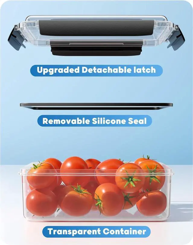Alt view image 3 of 7 - 7 Cup Food Storage Containers with Lids, 6 Pack Plastic Food Containers, BPA Free Meal Prep Containers Reusable, Freezer Microwave Dishwasher Safe, Includes Labels & Pen