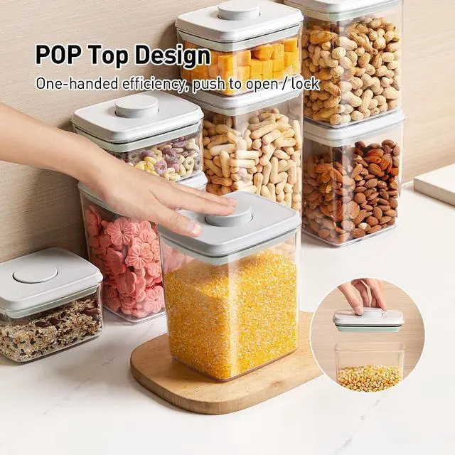Alt view image 2 of 6 - Pop Food Storage Containers Set, 6Pcs Airtight Containers with Lids for Kitchen Pantry Organizers and Storage,One Button Opening BPA-Free Food Containers for Cereal Flour Sugar(0.6, 1.3, 1.9Qt)*2