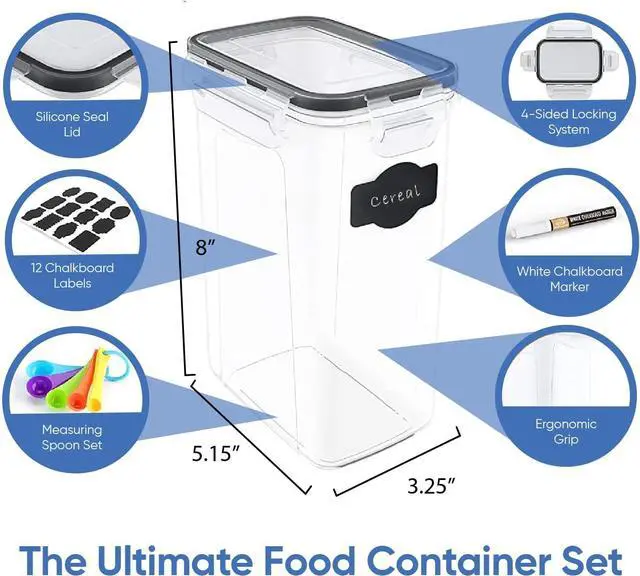 Alt view image 2 of 7 - Airtight Food Storage Containers with Lids for Kitchen & Pantry Organization - Set of 12/2L Each - Must Haves for Flour, Sugar & Dry Food Storage - BPA Free Plastic Canisters with Accessories