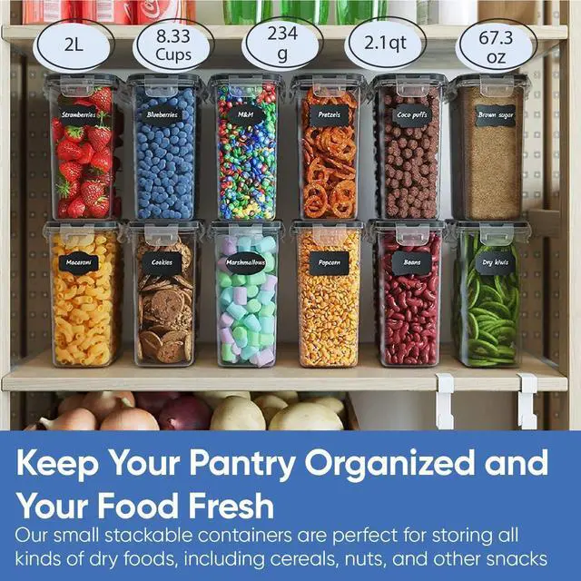 Alt view image 7 of 7 - Airtight Food Storage Containers with Lids for Kitchen & Pantry Organization - Set of 12/2L Each - Must Haves for Flour, Sugar & Dry Food Storage - BPA Free Plastic Canisters with Accessories
