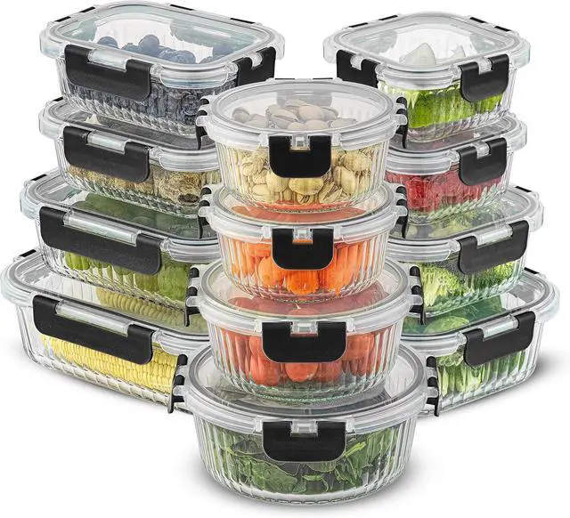 Main image of JoyJolt 24pc Borosilicate Glass Storage Containers with Lids | 12 Airtight/Freezer Safe Food Storage Containers for Pantry and Kitchen | Meal Prep Container for Lunch | Glass Tupperware Set