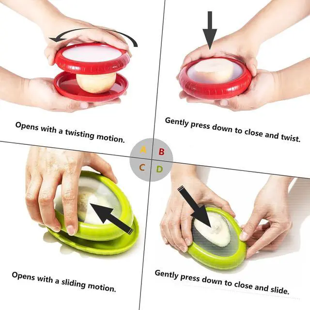 Alt view image 7 of 7 - Avocado Saver and Tomato Holder - Set of 4 Reusable Storage Containers for Fridge - Ideal for Garlic, Onions, Lemons, and Potatoes
