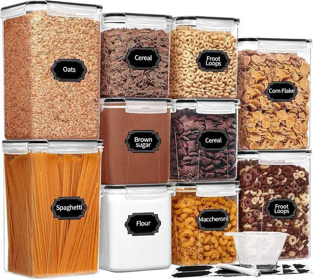 Main image of Skroam Large Airtight Food Storage Containers with Lids, 10 Pack Cereal Containers Storage Set - BPA Free Pantry Organizers and Storage for Flour, Sugar & Rice with Measuring Cup, Labels & Marker