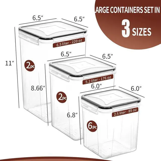 Alt view image 2 of 7 - Skroam Large Airtight Food Storage Containers with Lids, 10 Pack Cereal Containers Storage Set - BPA Free Pantry Organizers and Storage for Flour, Sugar & Rice with Measuring Cup, Labels & Marker