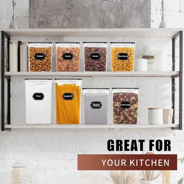 Alt view image 5 of 7 - Skroam Large Airtight Food Storage Containers with Lids, 10 Pack Cereal Containers Storage Set - BPA Free Pantry Organizers and Storage for Flour, Sugar & Rice with Measuring Cup, Labels & Marker
