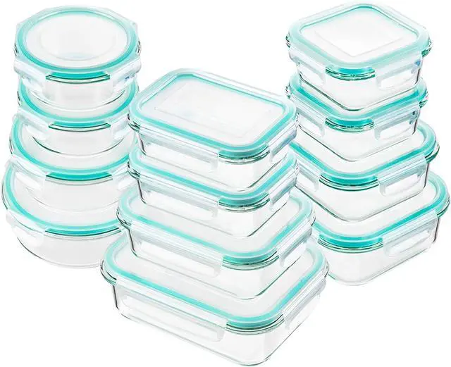 Main image of Bayco Glass Food Storage Containers with Lids, [24 Piece] Meal Prep, Airtight Bento Boxes, Leak Proof (12 lids & 12 Containers) - Blue