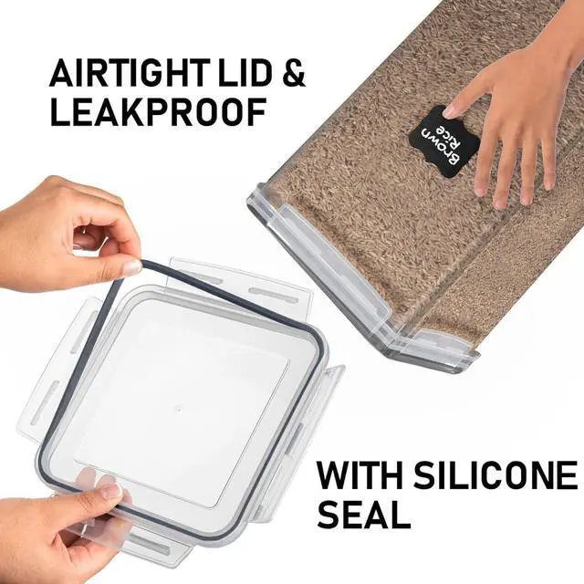 Alt view image 6 of 7 - WHITE FEATHER SUPPLIES 2 PC [6.5L / 220 Oz] Large Food Storage Containers with Lids Airtight - BPA Free Clear Plastic Kitchen and Pantry Storage Containers, Bulk Storage for Cereal, Flour, Sugar, Rice