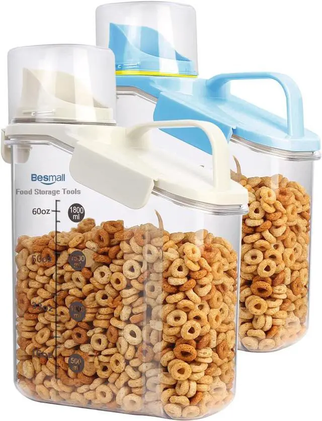 Main image of Cereal Containers Storage,2L Airtight Large Dry Food Storage Containers with Pouring Spout, Measuring Cup for Flour and Grain,BPA Free Plastic Dispenser