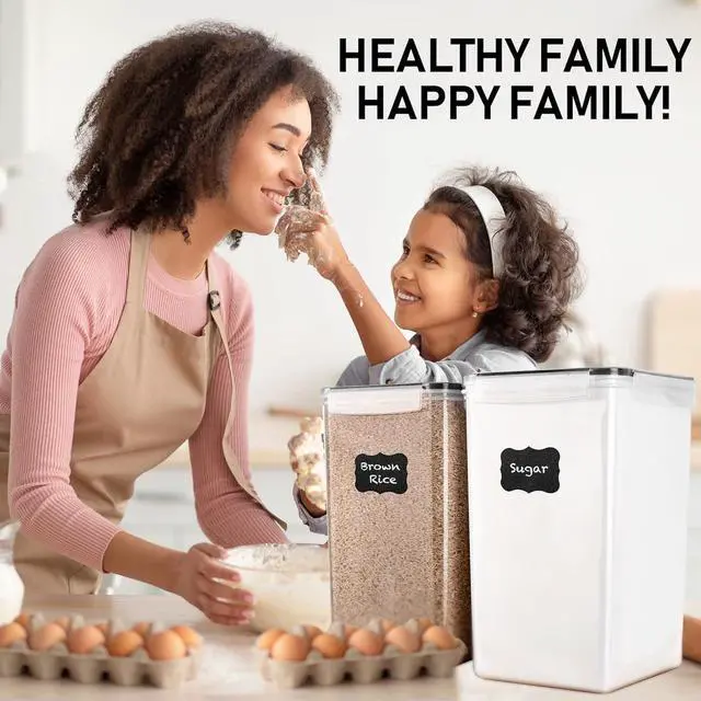 Alt view image 7 of 7 - WHITE FEATHER SUPPLIES 2 PC [6.5L / 220 Oz] Large Food Storage Containers with Lids Airtight - BPA Free Clear Plastic Kitchen and Pantry Storage Containers, Bulk Storage for Cereal, Flour, Sugar, Rice