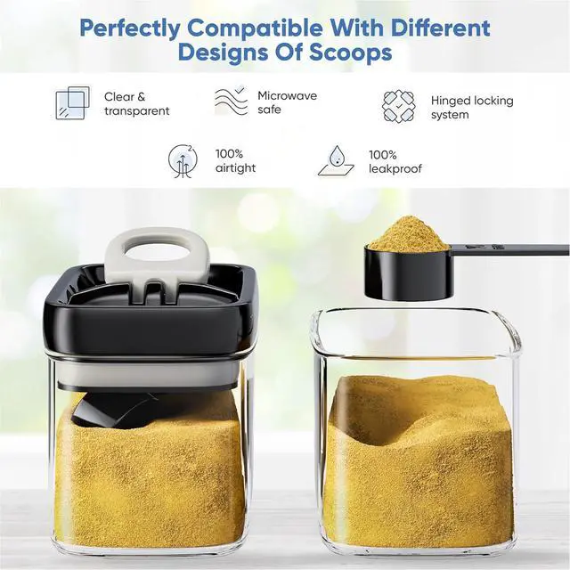 Alt view image 2 of 6 - Chef's Path Airtight Food Storage Containers with Improved Lids, Set of 6, 1L Kitchen and Pantry Canisters for Coffee, Spices, and Dry Food, Includes Labels and Marker - Transparent, All Same Size