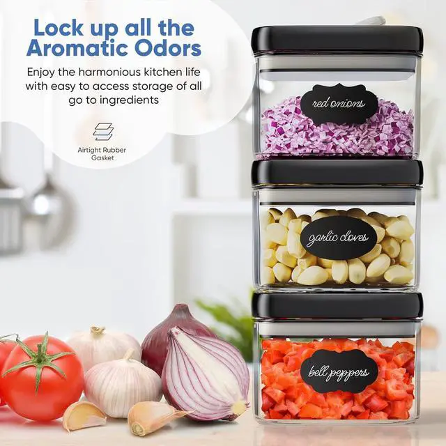 Alt view image 4 of 6 - Chef's Path Airtight Food Storage Containers with Improved Lids, Set of 6, 1L Kitchen and Pantry Canisters for Coffee, Spices, and Dry Food, Includes Labels and Marker - Transparent, All Same Size