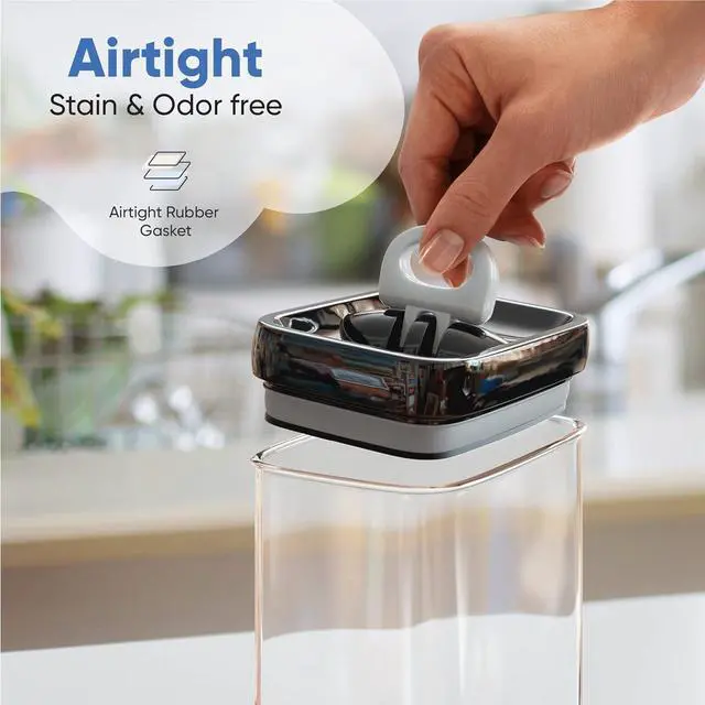 Alt view image 6 of 6 - Chef's Path Airtight Food Storage Containers with Improved Lids, Set of 6, 1L Kitchen and Pantry Canisters for Coffee, Spices, and Dry Food, Includes Labels and Marker - Transparent, All Same Size