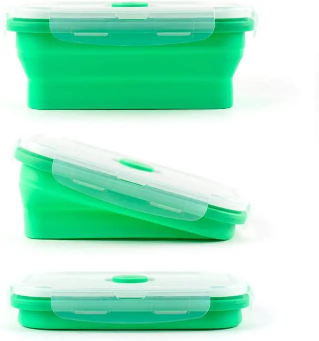 Alt view image 5 of 7 - Vremi Silicone Food Storage Containers with BPA Free Airtight Plastic Lids - Set of 4 Small and Large Collapsible Meal Prep Container for Kitchen Lunch Boxes - Microwave and Freezer Safe