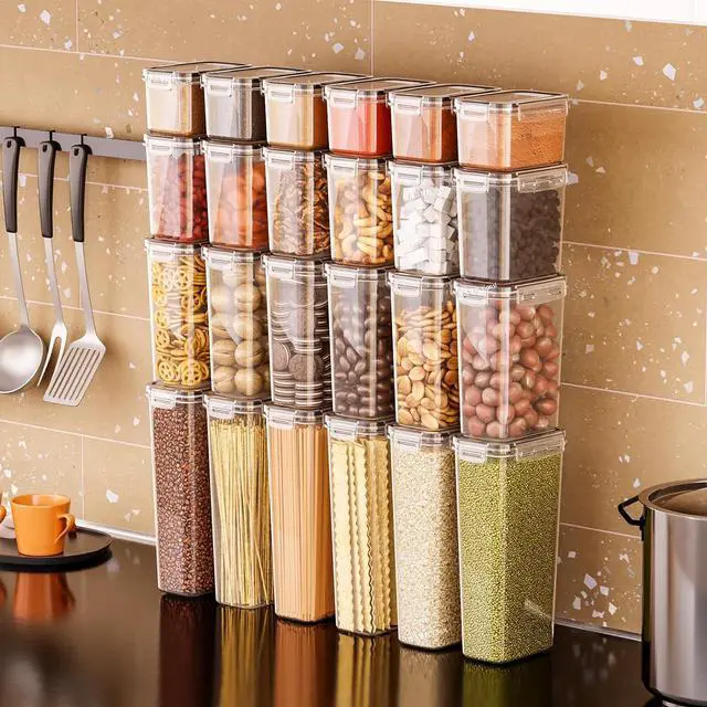 Alt view image 5 of 7 - Yieach Air Tight Pantry Storage Containers - 24 PCS With Label - BPA Free Plastic Airtight Food Storage Containers with Lids for Dry Foods,Chip,Grain,Sugar,Flour and Kitchen Cereal Containers Storage