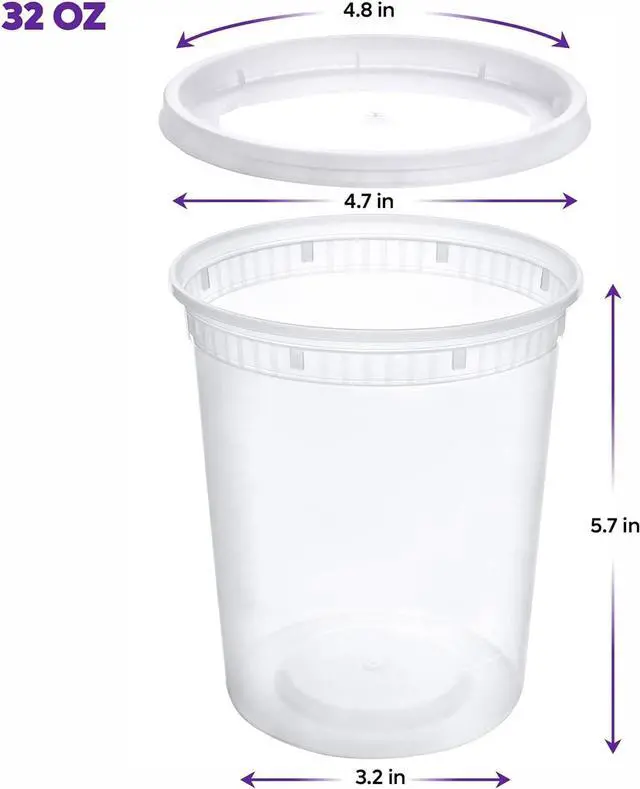 Alt view image 2 of 5 - Pantry Value [32 oz. - 24 Count Plastic Food Storage Deli Containers with Lids, Disposable Soup Containers With Lids - Perfect for Storing Soups, Sauces, and Snacks