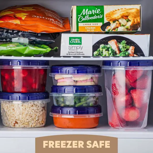 Alt view image 2 of 7 - PLASTICPRO 24 Pack Twist Top Containers Assorted Sizes Plastic Food Storage Containers with Blue Twist on Lids Stackable Reusable