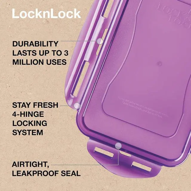 Alt view image 4 of 7 - Lock & Lock ECO Food Storage Containers/Bin Set/BPA-Free/Dishwasher Safe, Rectangular, 4 Piece - Rectangle, Assorted Colors
