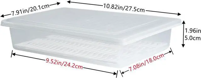 Alt view image 3 of 7 - Food Storage Container, Plastic Food Containers with Removable Drain Plate and Lid, Stackable Portable Freezer Storage Containers - Tray to Keep Fruits, Vegetables, Meat and More (4,Large)