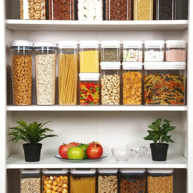 Alt view image 2 of 7 - Felli Flip Tite Storage Container with 4 Inch Lid SQUARE & RECTANGLE, Air Tight Ring Seal Top Clear Acrylic Canister Jar, Spice Pasta Cereal Snack Pantry Organizer, Gift Set for Women (10pk, Variety)