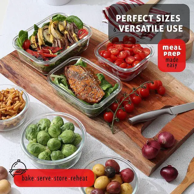 Alt view image 4 of 5 - Nestl 48pc (24 Airtight, Freezer Safe Food Storage Containers and 24 Lids), Pantry Kitchen Storage Containers, Glass Meal Prep Container for Lunch, Glass Storage Containers with Lids Black