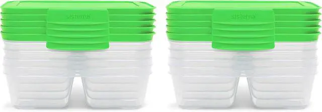 Main image of Sistema Nest It Meal Prep Food Storage Containers with Lids, 2 Compartments, 3.7 Cups, Plastic, 10-Pack, Green
