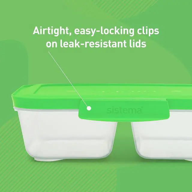 Alt view image 2 of 7 - Sistema Nest It Meal Prep Food Storage Containers with Lids, 2 Compartments, 3.7 Cups, Plastic, 10-Pack, Green