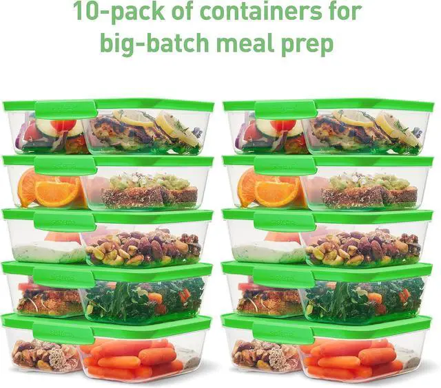 Alt view image 5 of 7 - Sistema Nest It Meal Prep Food Storage Containers with Lids, 2 Compartments, 3.7 Cups, Plastic, 10-Pack, Green