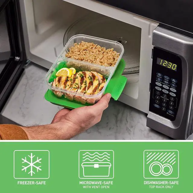 Alt view image 6 of 7 - Sistema Nest It Meal Prep Food Storage Containers with Lids, 2 Compartments, 3.7 Cups, Plastic, 10-Pack, Green