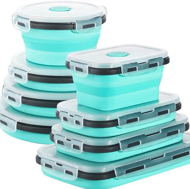 Main image of 4 Pack Collapsible Food Storage Containers With Lids, Collapsible Storage Containers Sets Silicone Collapsible Bowls For Camping, RV Accessories, Travel Trailer Must (Mixed oz) (4)