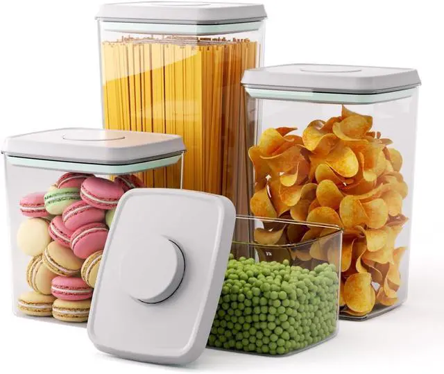 Main image of Pop Storage Set  4 Pack Airtight Food-Grade Containers with Lids, BPA-Free, with Measurement Marks for Flour, Sugar, Pantry Organization