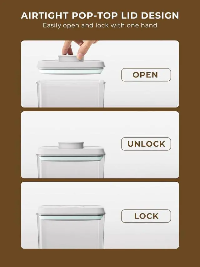 Alt view image 2 of 6 - Pop Storage Set  4 Pack Airtight Food-Grade Containers with Lids, BPA-Free, with Measurement Marks for Flour, Sugar, Pantry Organization