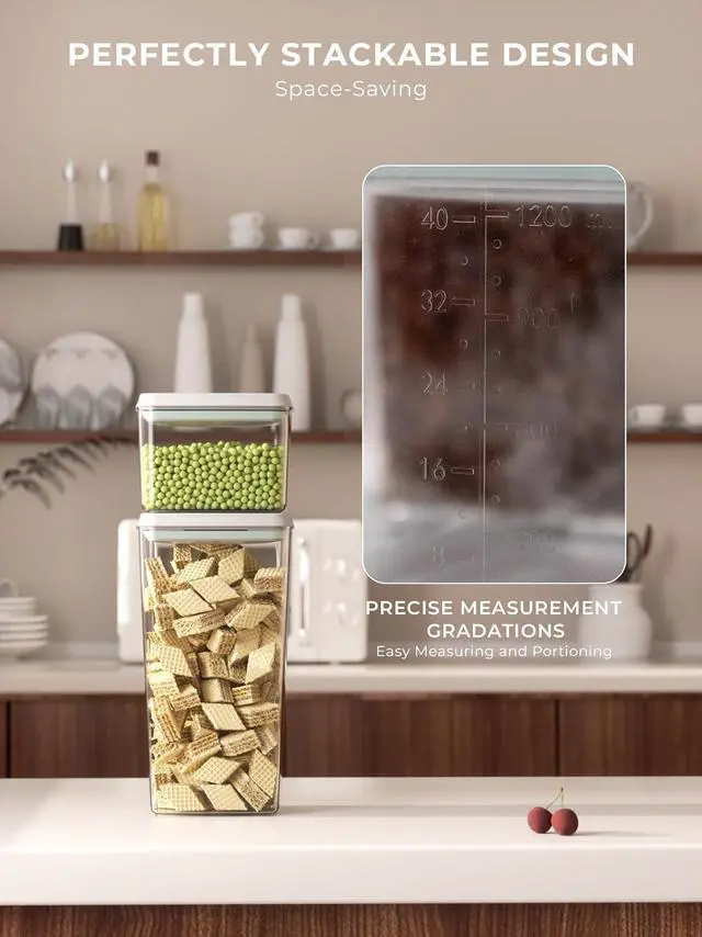 Alt view image 5 of 6 - Pop Storage Set  4 Pack Airtight Food-Grade Containers with Lids, BPA-Free, with Measurement Marks for Flour, Sugar, Pantry Organization