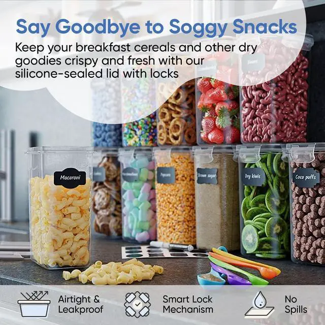 Alt view image 3 of 7 - Airtight Food Storage Containers with Lids for Kitchen & Pantry Organization - Set of 12/2L Each - Must Haves for Flour, Sugar & Dry Food Storage - BPA Free Plastic Canisters with Accessories