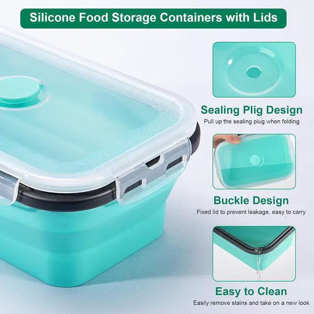 Alt view image 5 of 6 - 4 Pack Collapsible Food Storage Containers With Lids, Collapsible Storage Containers Sets Silicone Collapsible Bowls For Camping, RV Accessories, Travel Trailer Must (Mixed oz) (4)