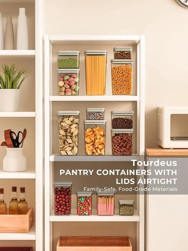 Alt view image 3 of 6 - Pop Storage Set  4 Pack Airtight Food-Grade Containers with Lids, BPA-Free, with Measurement Marks for Flour, Sugar, Pantry Organization