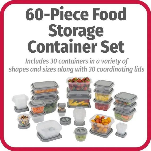 Alt view image 2 of 7 - GoodCook EveryWare 60pc Container Set, BPA Free - 60-Piece Food Container Set, Microwave and Freezer Safe, Embossed Measurements, Secure Lids