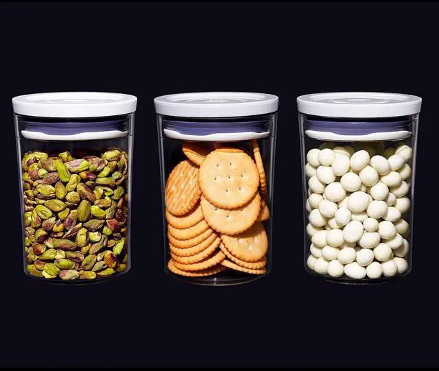 Alt view image 7 of 7 - OXO Good Grips 3-Piece Mini Round POP Canisters | Includes three 0.6 Qt/0.6 L Airtight Food Storage Containers | Ideal for tea, sugar cubes | BPA Free | Dishwasher Safe