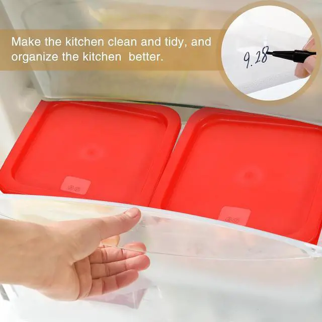 Alt view image 5 of 6 - Suclain 2 Pcs Square Food Storage Container Polycarbonate Clear Food Container with Red Lid Commercial Rice Storage with Red Graduations for Commercial Kitchen(7.28 x 9.45 inches)