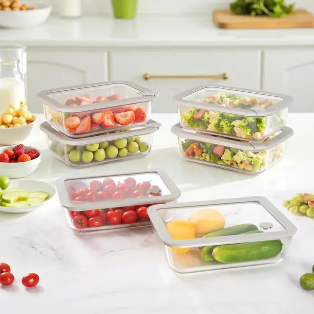 Alt view image 7 of 7 - Glass Food Containers with Glass Lid, Microwave Safe Food Storage Container Set, 4 Pack of 35oz, Large Size Airtight Storage Set with Leak Proof Lids, Meal Prep Containers