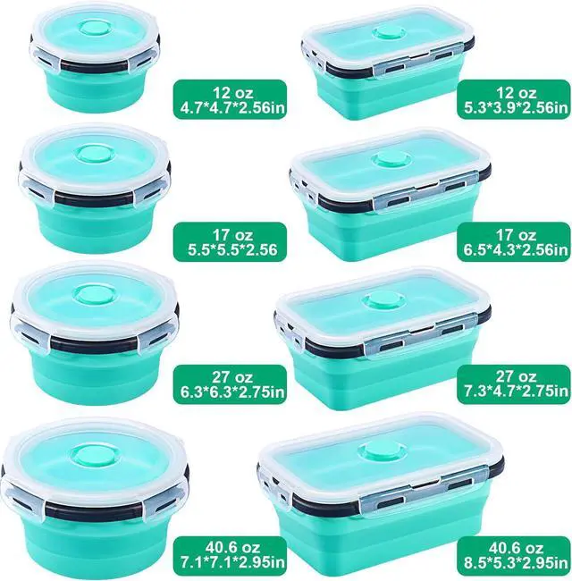 Alt view image 3 of 6 - 4 Pack Collapsible Food Storage Containers With Lids, Collapsible Storage Containers Sets Silicone Collapsible Bowls For Camping, RV Accessories, Travel Trailer Must (Mixed oz) (4)