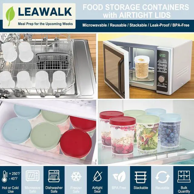 Alt view image 4 of 7 - 32oz-6 Pack Freezer Food Storage Containers with Lids, Plastic Deli Soup Container BPA Free, Leak Proof, Stackable, Microwave Dishwasher Safe (Red&Green&Blue)