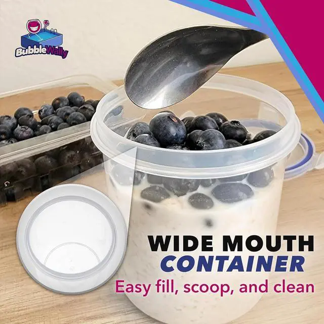 Alt view image 4 of 7 - Overnight Oats Container with Lids (4-Piece set) - 16 oz Plastic Containers with Lids - Oatmeal Container to go | Portable Cereal and Milk Container on the go | Airtight Snap Lock Storage Jars