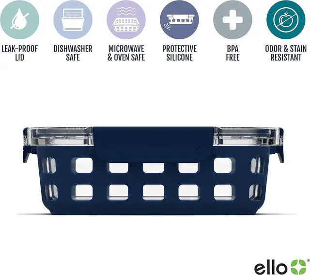 Alt view image 2 of 7 - Ello Duraglass Mixed Meal Prep Sets Leak-Proof Glass Food Storage Containers with Silicone Sleeves and Airtight BPA-Free Lids, Dishwasher, Microwave, and Freezer Safe