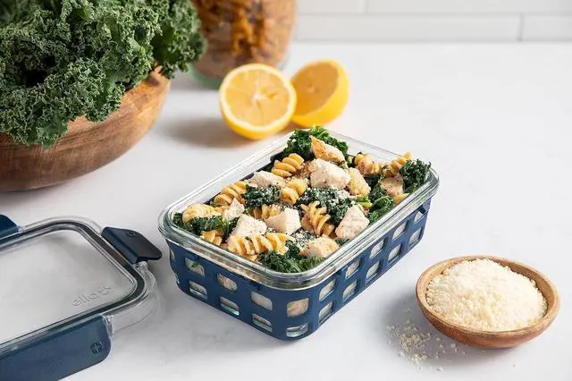 Alt view image 6 of 7 - Ello Duraglass Mixed Meal Prep Sets Leak-Proof Glass Food Storage Containers with Silicone Sleeves and Airtight BPA-Free Lids, Dishwasher, Microwave, and Freezer Safe