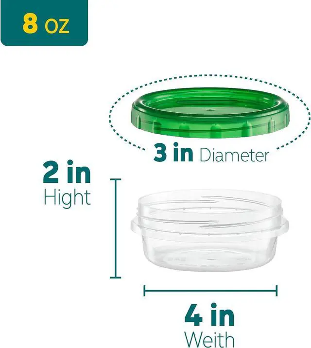 Alt view image 6 of 7 - Twist Top Food Storage Containers 8 oz 12 Pack Plastic Freezer Storage Containers Leakproof Reusable with Screw on Colored Lids (12)